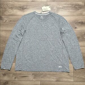 REI Swiftland Long Sleeve Running T-Shirt Asphalt Gray Reflective Size XL